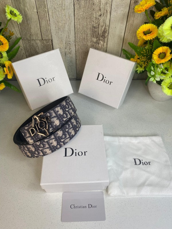 CD DIOR MENS BELT WID OG BOX CARD & DUST BAG