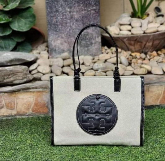 TORY BURCH ELLA CANVAS TOTE WITH DUST COVER PREMIUM QUALITY