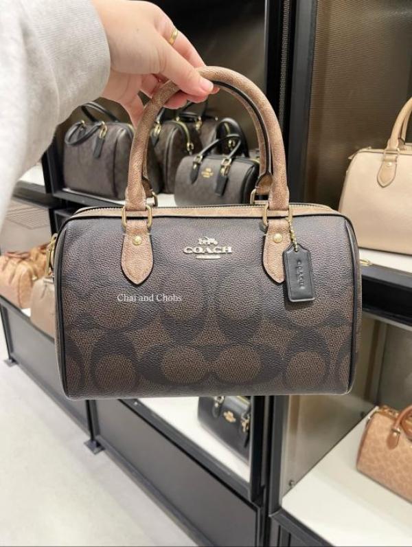 Coach Rowan Satchel In Signature Blocked Bag With Box Dustbag SlingBelt