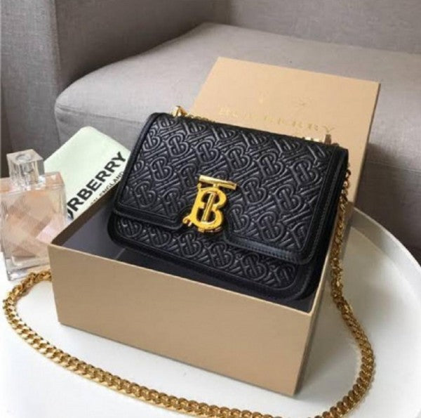 Burberry TB Monogram Quilted Shoulder Bag With OG Box & Dust Bag
