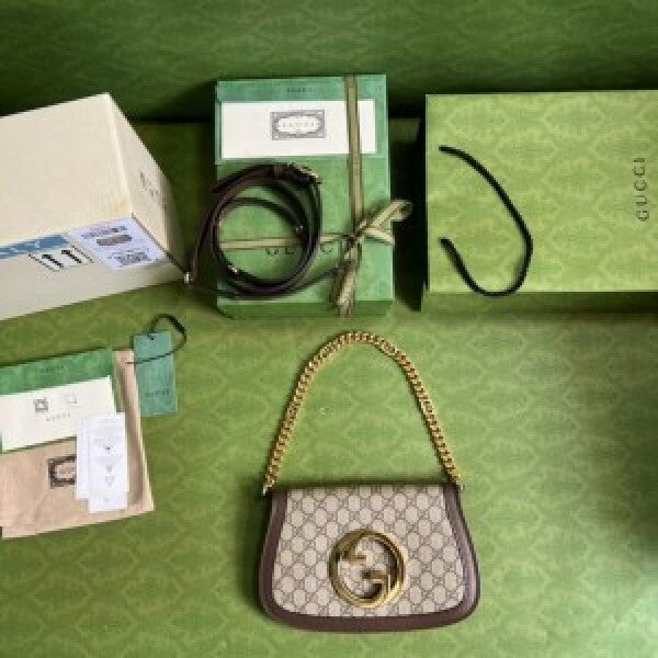 Gucci 699210 Blondie Bag In GG Coated Canvas Leather bag with box