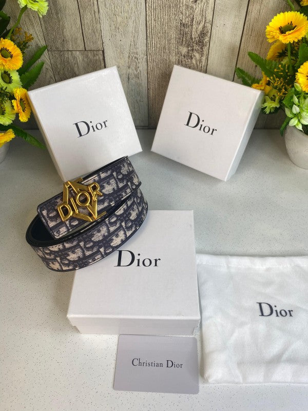 CD DIOR MENS BELT WID OG BOX CARD & DUST BAG