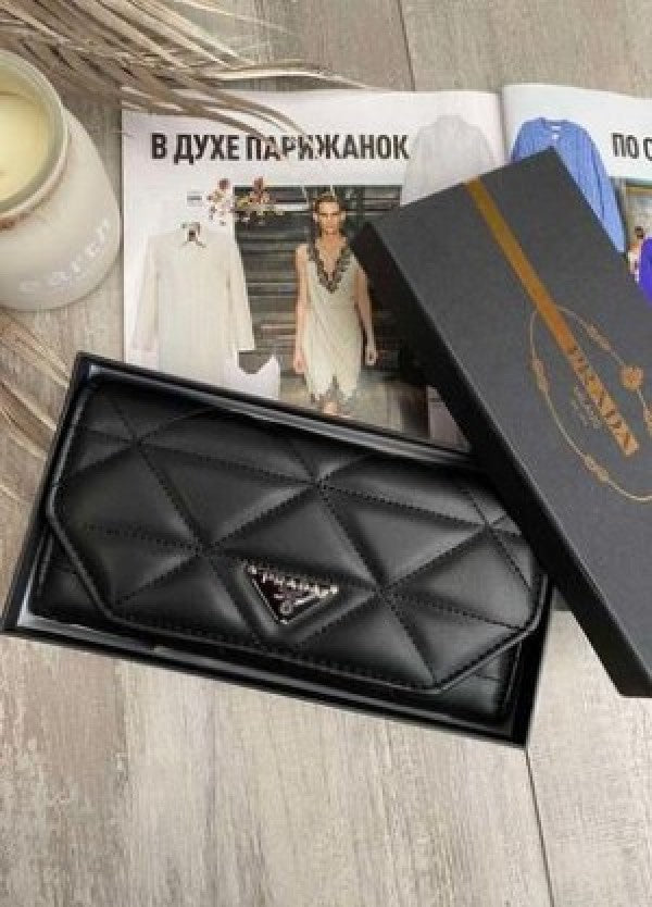Prada leather quality long wallet premium quality with box