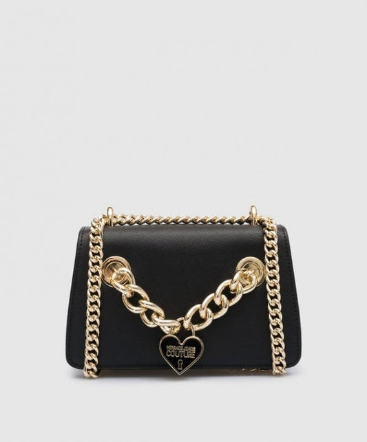 VERSACE JEANS COUTURE Deluxe Chain Black Messenger Bag with box