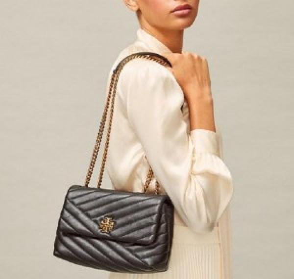 TORY_BURCH KIRA CHEVRON CONVERTIBLE BLACK WITH BOX