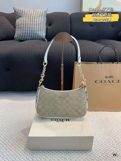 Coach teri shoulder bag in signature canvas bag with box