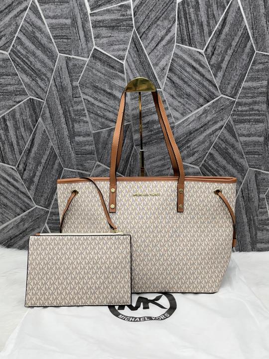 Michael Kors Jet Set Brown Travel Tote With Wallet