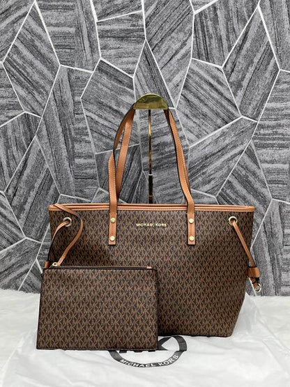 Michael Kors Jet Set Brown Travel Tote With Wallet