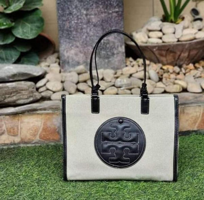 TORY BURCH ELLA CANVAS TOTE WITH DUST COVER PREMIUM QUALITY