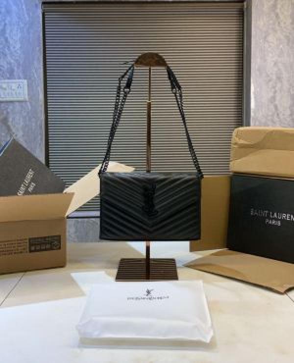 YSL SAINT LAURENT COLLEGE MEDIUM CHAIN BAG khaki dubble box packing