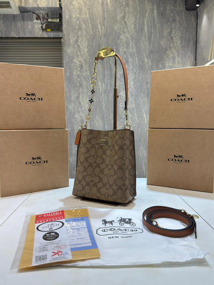 Coach mollie signature bucket bag with extra long sling and carry bag