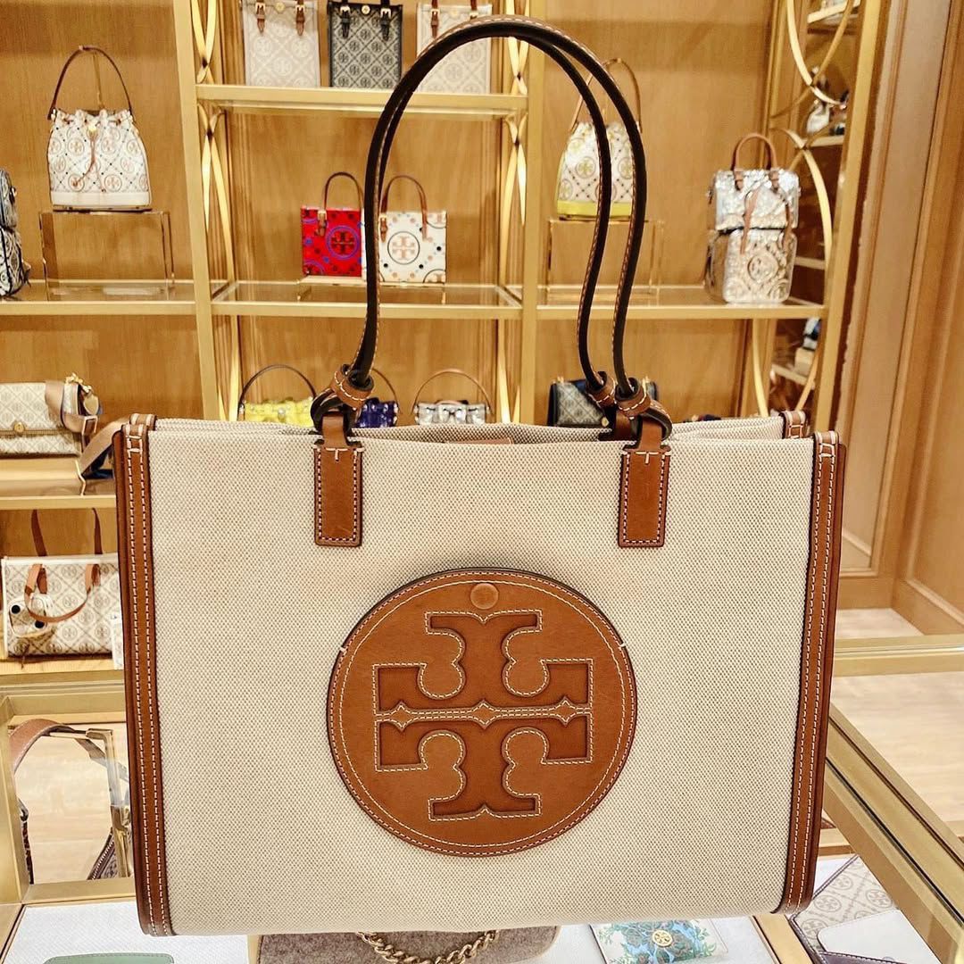 TORY BURCH ELLA CANVAS TOTE WITH DUST COVER PREMIUM QUALITY