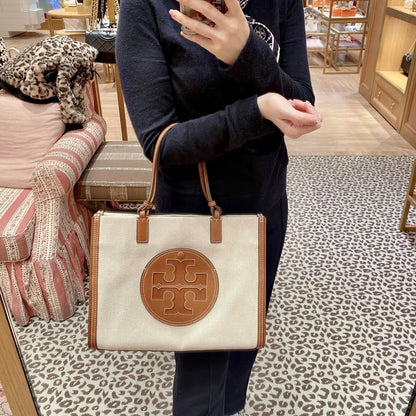 TORY BURCH ELLA CANVAS TOTE WITH DUST COVER PREMIUM QUALITY