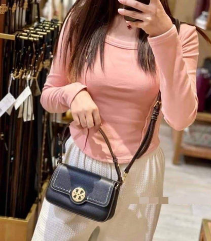 Tory T monogram jacquard shoulder bag adjustable strap with box