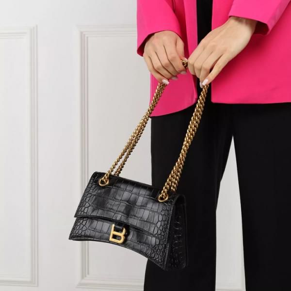 Balenciaga Crush Small Chain Bag Embossed Black with box